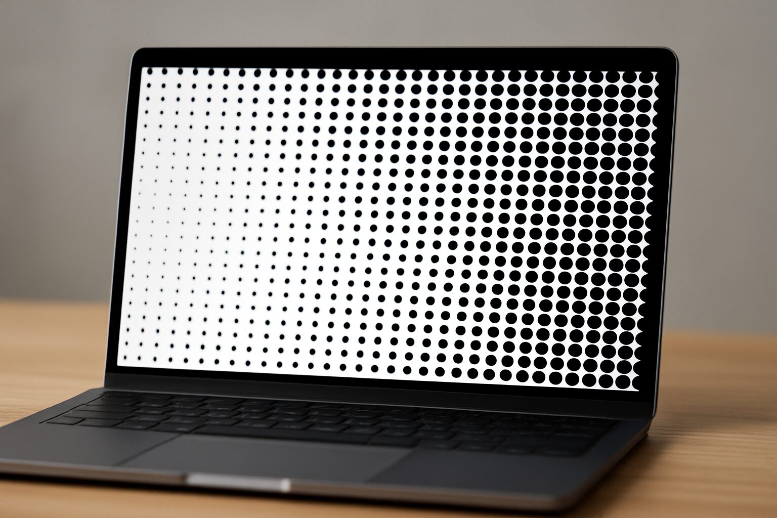 Laptop displaying a halftone pattern on the screen